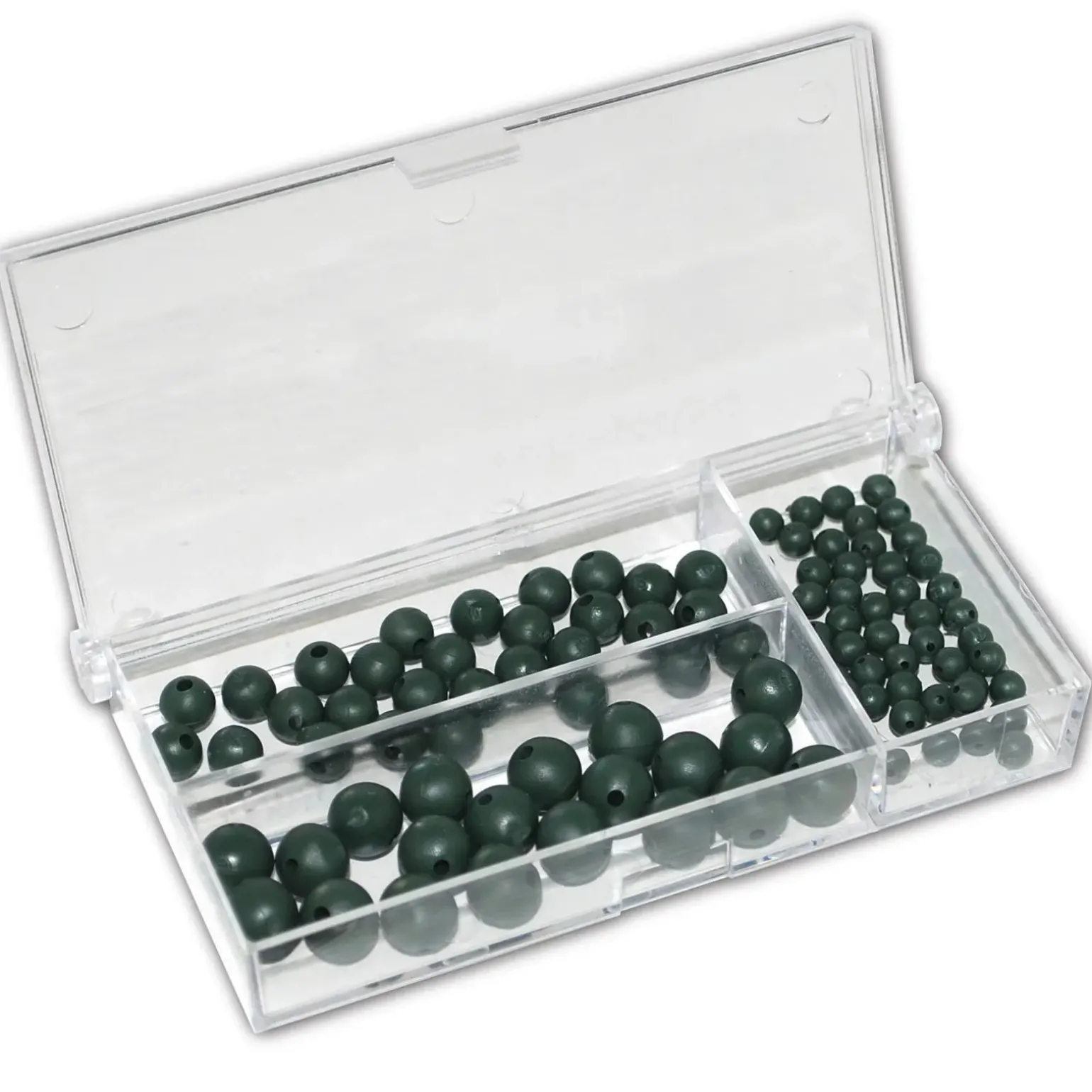 Behr Premium Gummiperlen-Sortiment 2 – Angeln Set 6 Größen / 100 Stück + Box