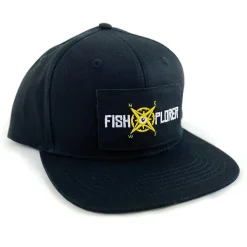 FishXplorer Snapback Cap Wasser- & Uv Resistent Schwarz mit 1 Fishxplorer-Patch