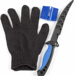 Fladen Filetierset – Filetiermesser + Messerschärfer + Schutzhandschuh