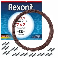 Flexonit 7x7 Stahlvorfach 0,36mm + passende Quetschhülsen komplett Angelset