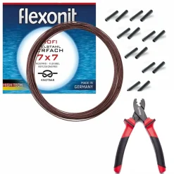 Flexonit 7x7 Stahlvorfach 0,36mm + Quetschhülsen + Zange komplett Angelset