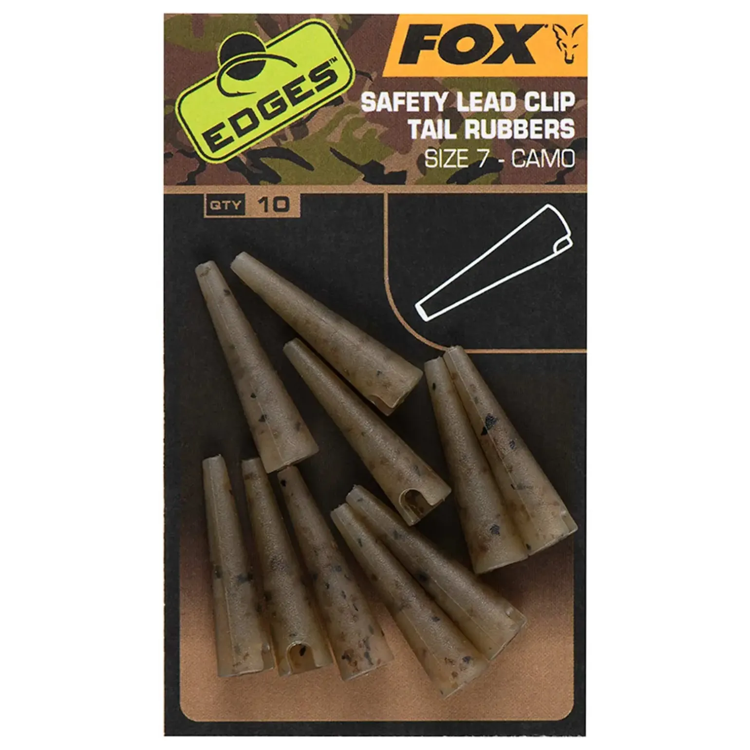 Fox Edges Camo Size 7 lead clip tail rubbers Karpfenzubehör
