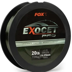 Fox Exocet Pro Monofilament Lo-Vis Green 0.370mm 20bs / 9.09kgs (1000m) Monofile Angelschnur
