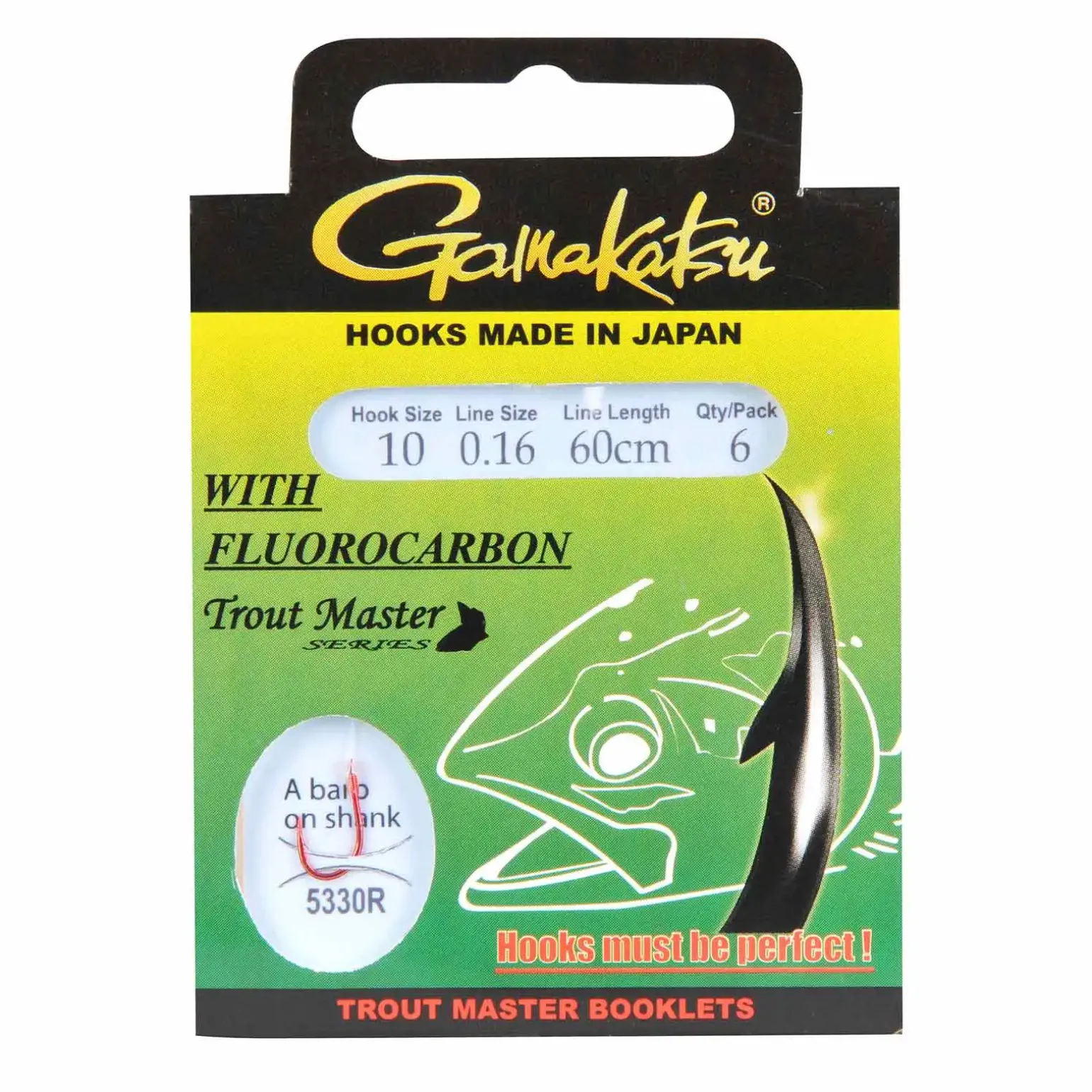 Gamakatsu Trout Master Fluorocarbon LS-5330 #8 16mm Forellenhaken mit Vorfach