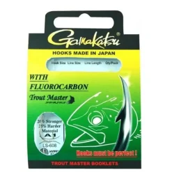 Gamakatsu Trout Master Fluorocarbon LS-608 #6 0,18mm 100cm Forellenhaken mit Vorfach