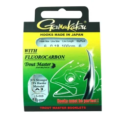 Gamakatsu Trout Master Fluorocarbon LS-608 #10 14mm 100cm Forellenhaken mit Vorfach