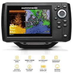 Humminbird Helix 5 Chirp GPS DI G3 Down Imaging GPS Kartenplotter Echolot - Komplett mit Geber