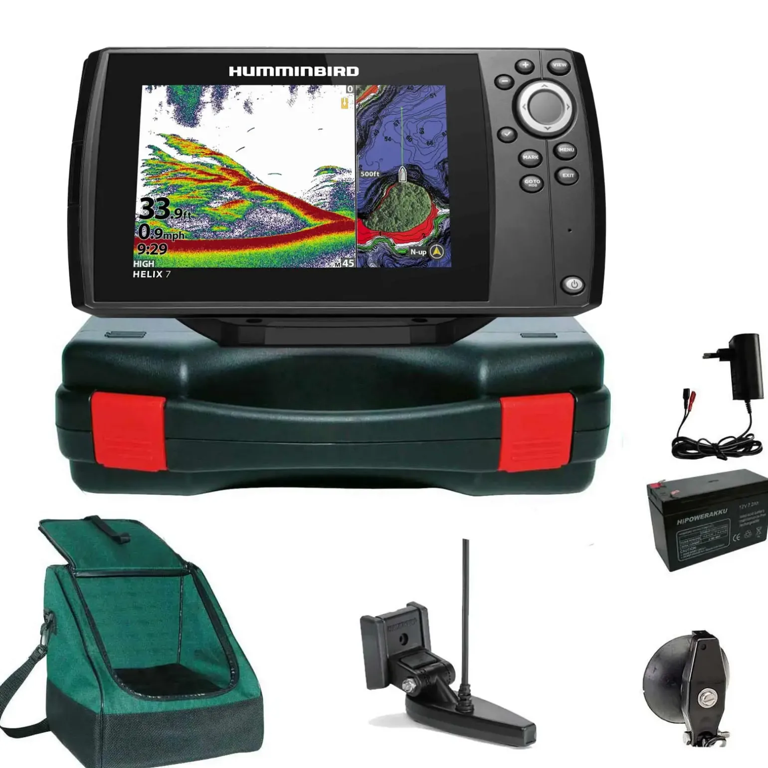 Humminbird Helix 7 Chirp GPS G4 GPS Kartenplotter Echolot Portabel Basic Plus - Komplett mit Geber