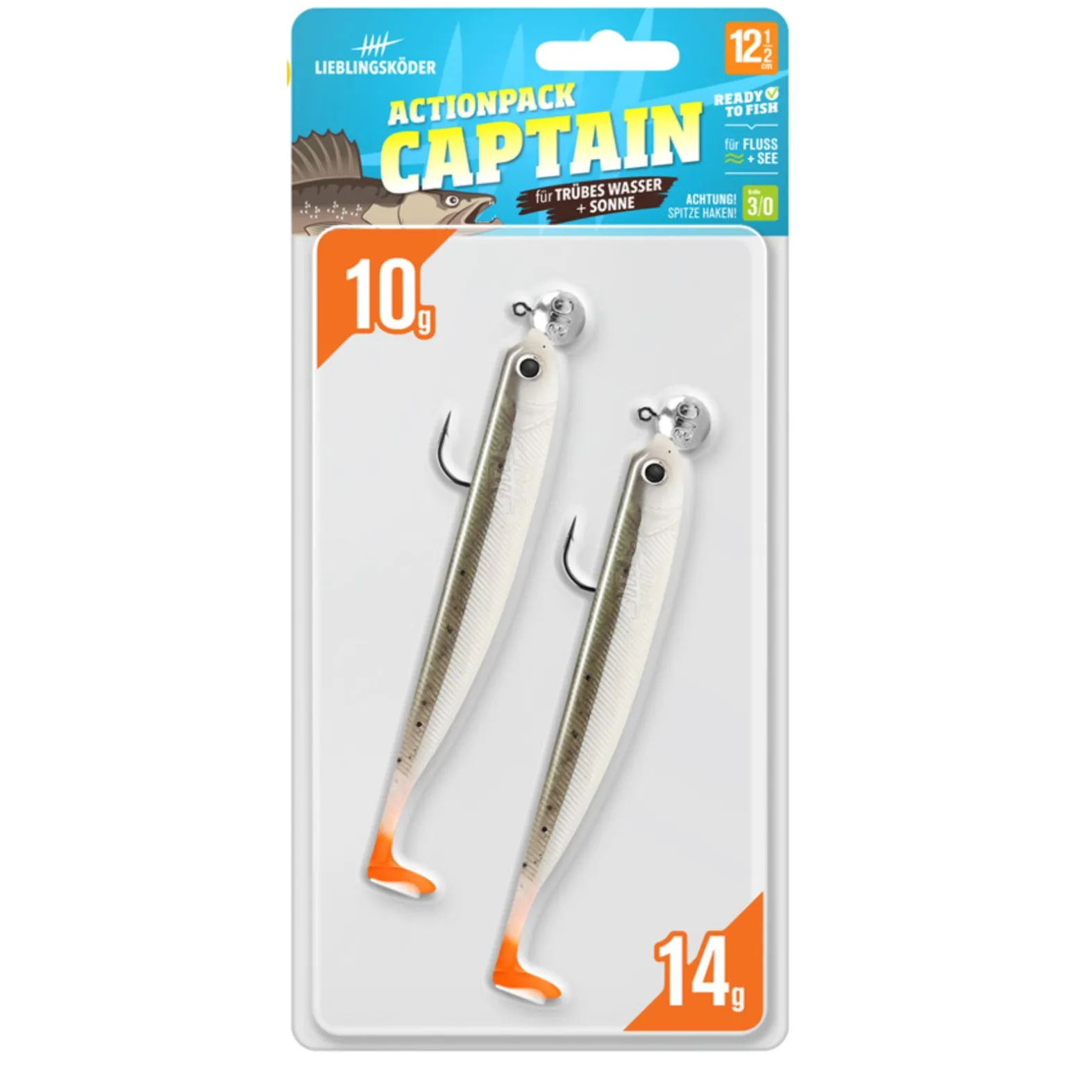 Lieblingsköder 12,5cm Actionpack Captain Gummifisch montiert Set