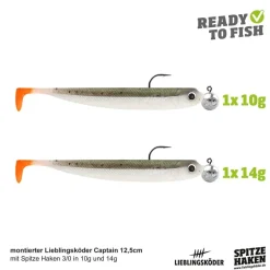 Lieblingsköder 12,5cm Actionpack Captain Gummifisch montiert Set