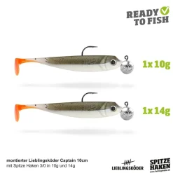 Lieblingsköder 10cm Actionpack Captain Gummifisch montiert Set