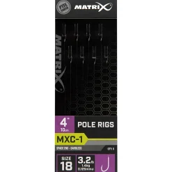 Matrix MXC-1 Size 18 Barbless 0.125mm 10cm Pole Rig - 8pcs Gebundene Angelhaken