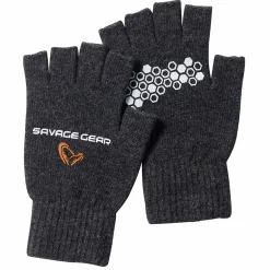 Savage Gear Knitted Half Finger Glove L Dark Grey Melange Handschuhe