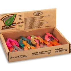 Sänger Iron Claw Moby Paddy Non Toxic Craw Wild Mix 24 Stück Gummikrebs-Set