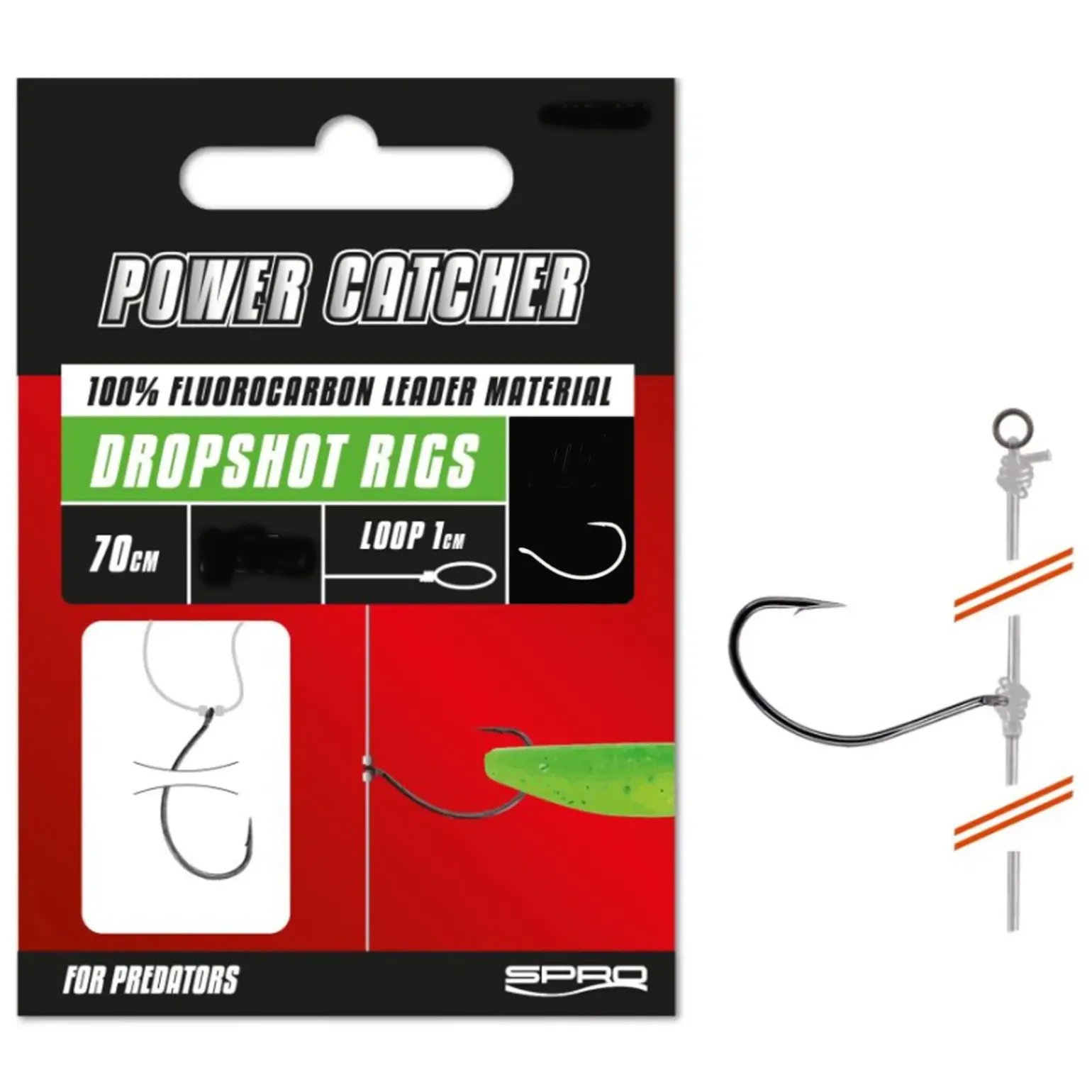 Spro Power Catcher Dropshot Rig 70cm 0,37mm #01 Gebundenes Vorfach