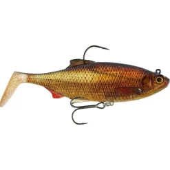 Westin Ricky The Roach Shadtail R2F 14cm 57g Clear Rudd Sinking Gummifisch montiert