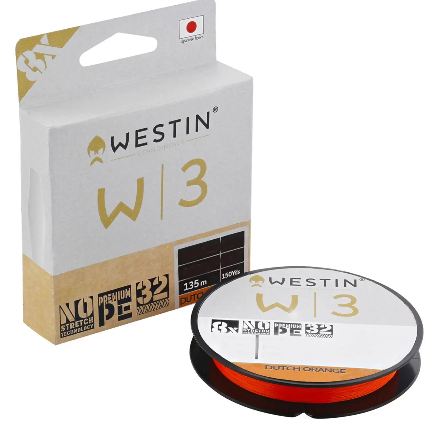 Westin W3 8-Braid Dutch Orange 135m 0.205mm 10.1kg 22Lbs Geflochtene Angelschnur
