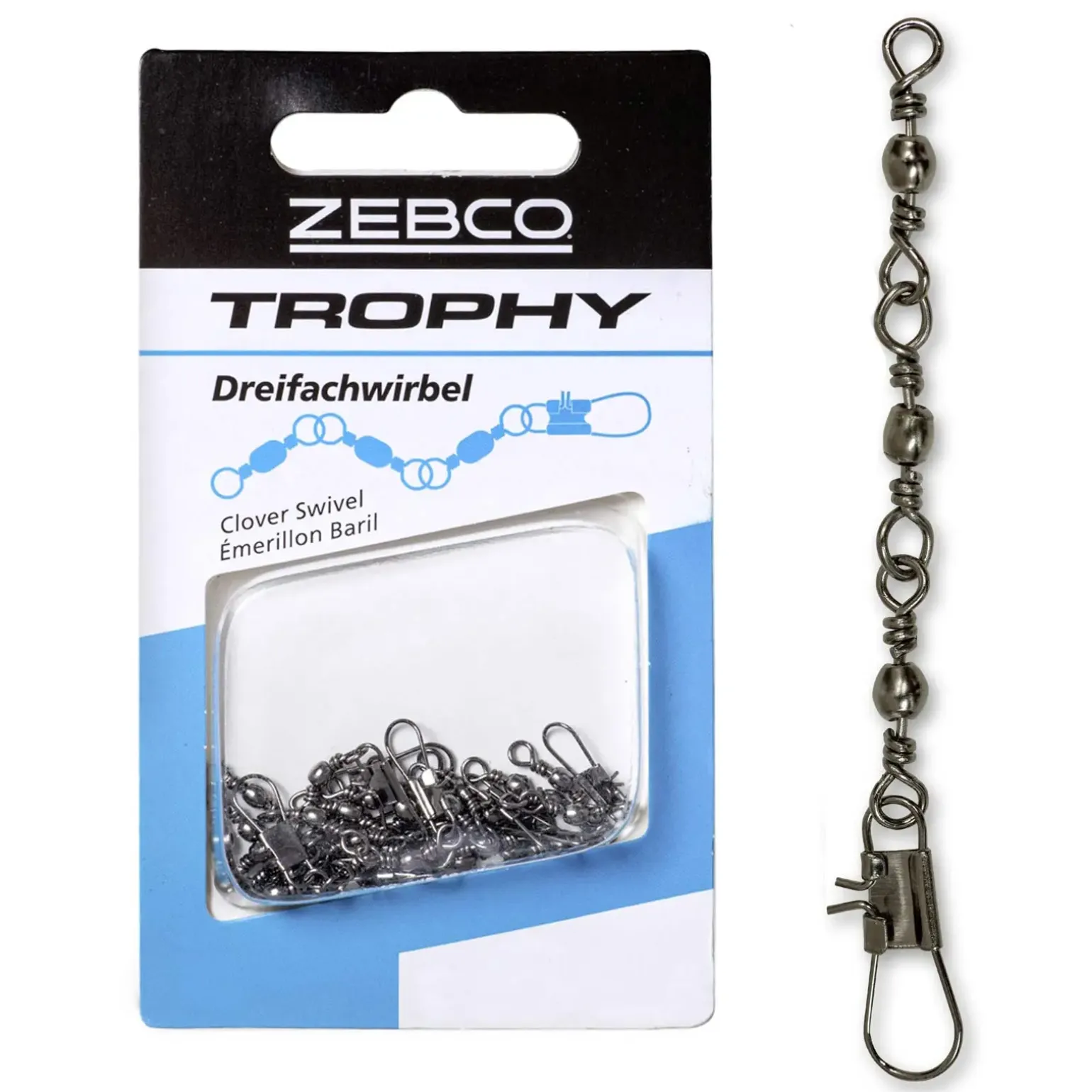 Zebco Trophy Hochleistungs Drei-Wege-Wirbel Gr. 10